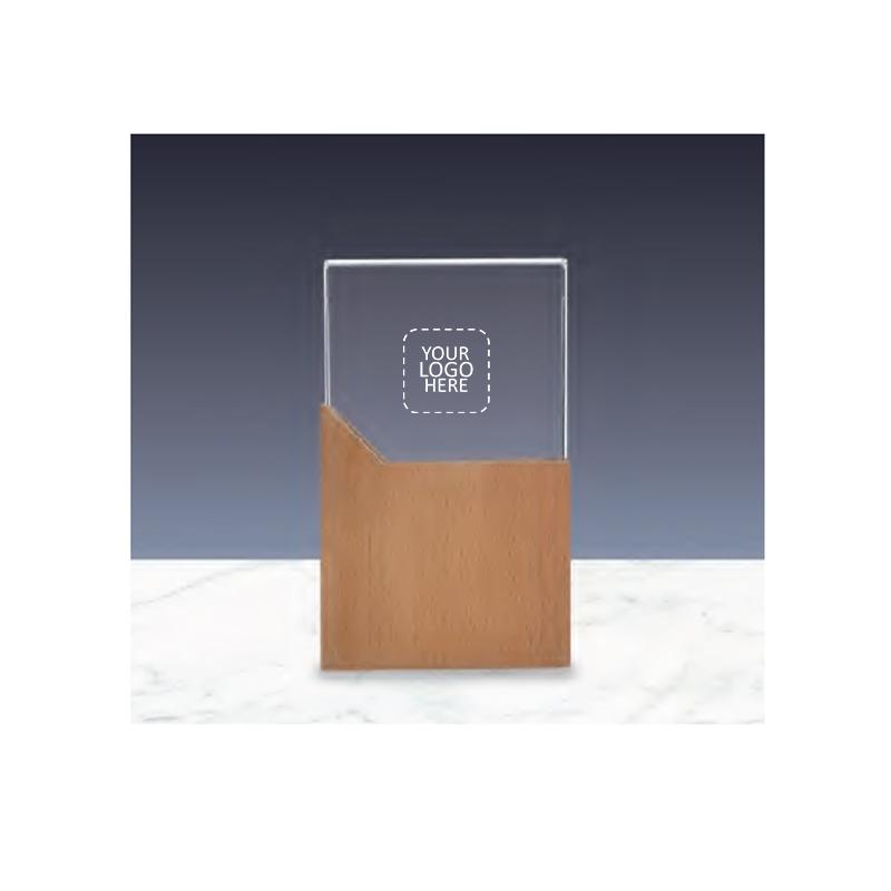 140*200*35mm Crystal and Wood Award With Logo